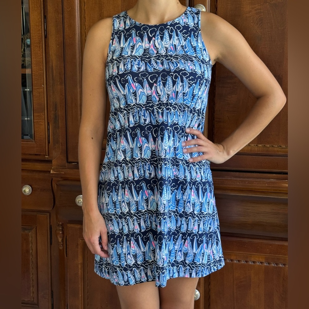 Lilly Pulitzer Blue and White Sailboat Mini Dress